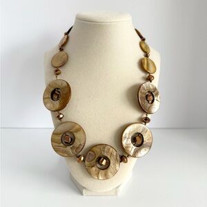 South Sun Brown Large Round Beaded Statement Necklace